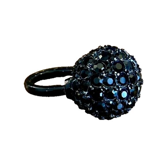Vintage Black Disco Ball Ring made with Swarovski Crystals - Picture 1 of 7